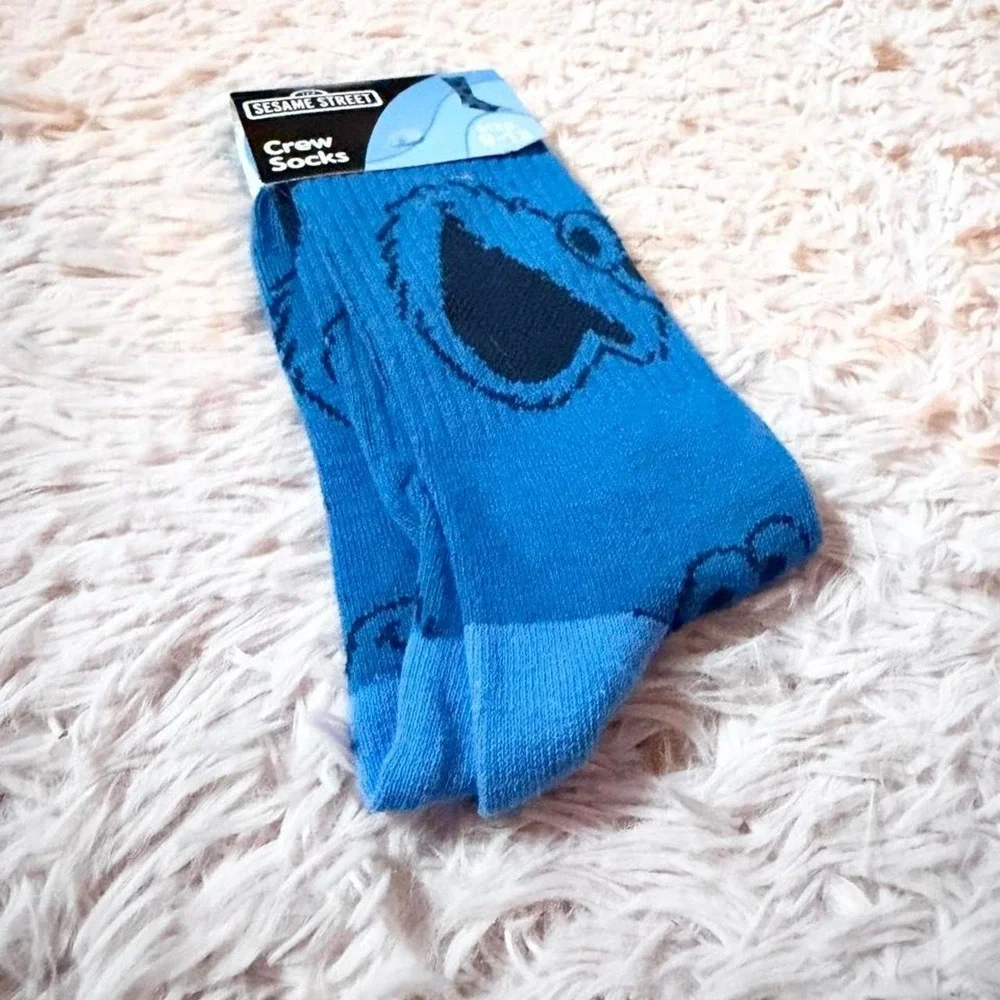 Cookie Monster Sesame Street Kidcore Satire Gift Playful Quirky Socks NWT 9-13